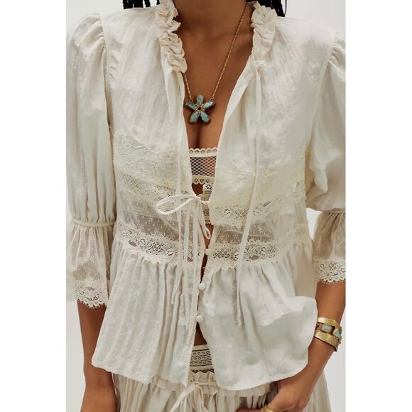 Free People Forever Young Bed Jacket – White Alyssum Size XS New - Picture 4 of 16